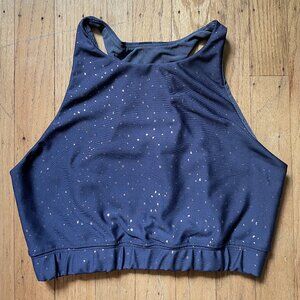 Peloton Show Up Sparkle High Neck Sports Bra M Navy Gold